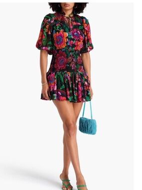 FARM Rio Blooming Garden Tie Front Mini Dress